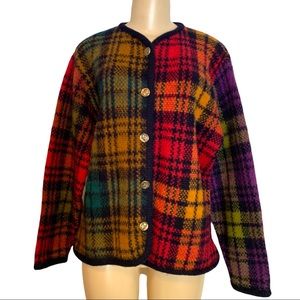 VTG 💯% Wool Scottish Pure Color Block Plaid Tartan Jacket Coat